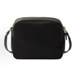 PRADA women\'s black crossbody single-shoulder bag with an enamel metal triangular logo on the front